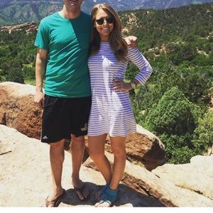 J. Crew Grey & White striped t-shirt cotton dress